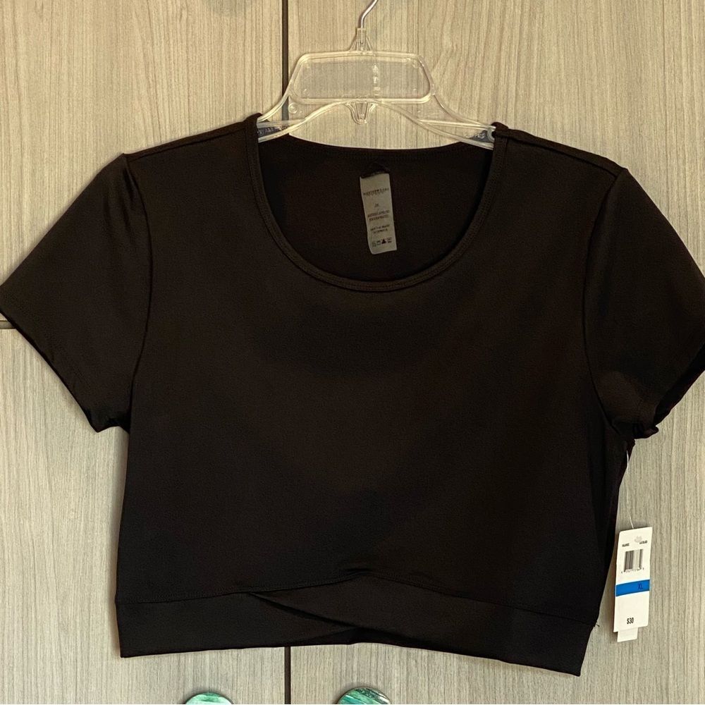 Self Esteem Cropped Shirt Black Y2K 90s Athleisure Juniors-XL NWT New